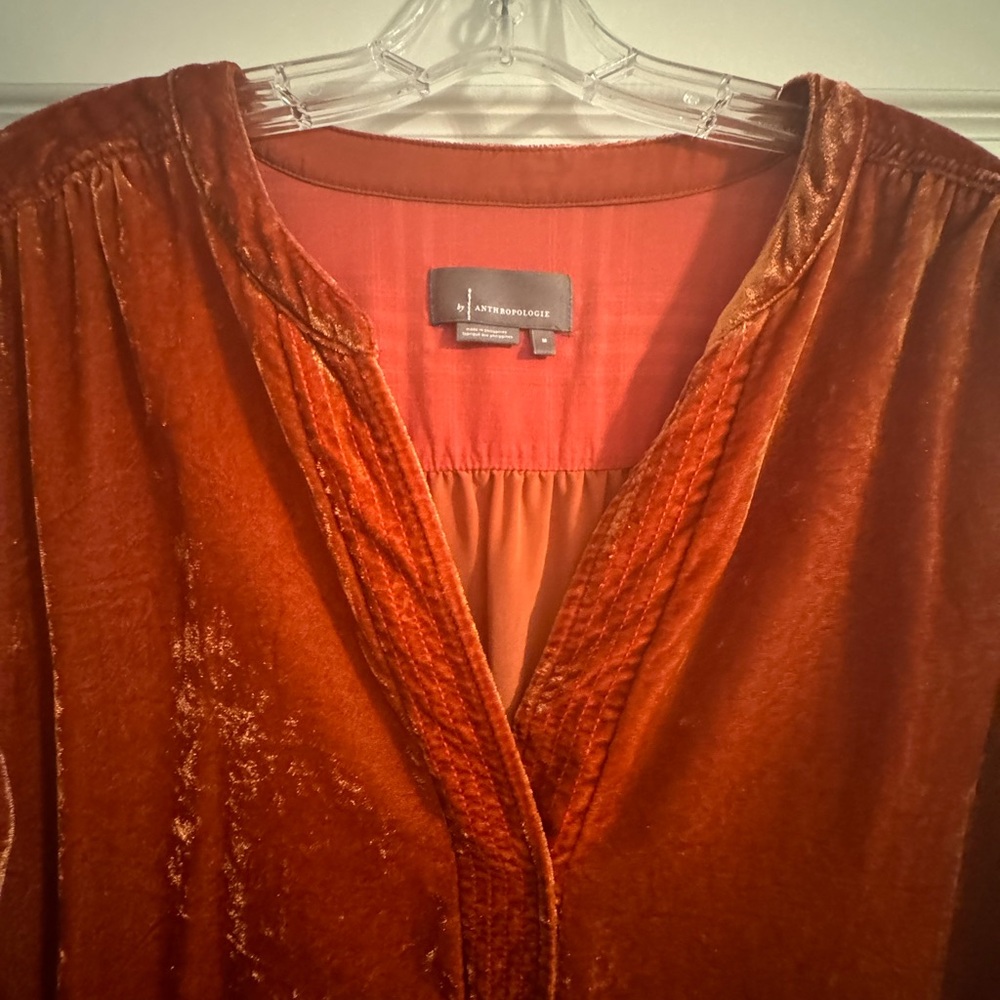 Anthropologie Melody Velvet Tunic Dress - Rust - Picture 2 of 3
